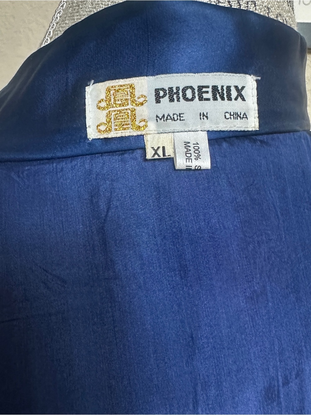 Embroidered Royal Blue Silk Robe - Picture 15 of 15